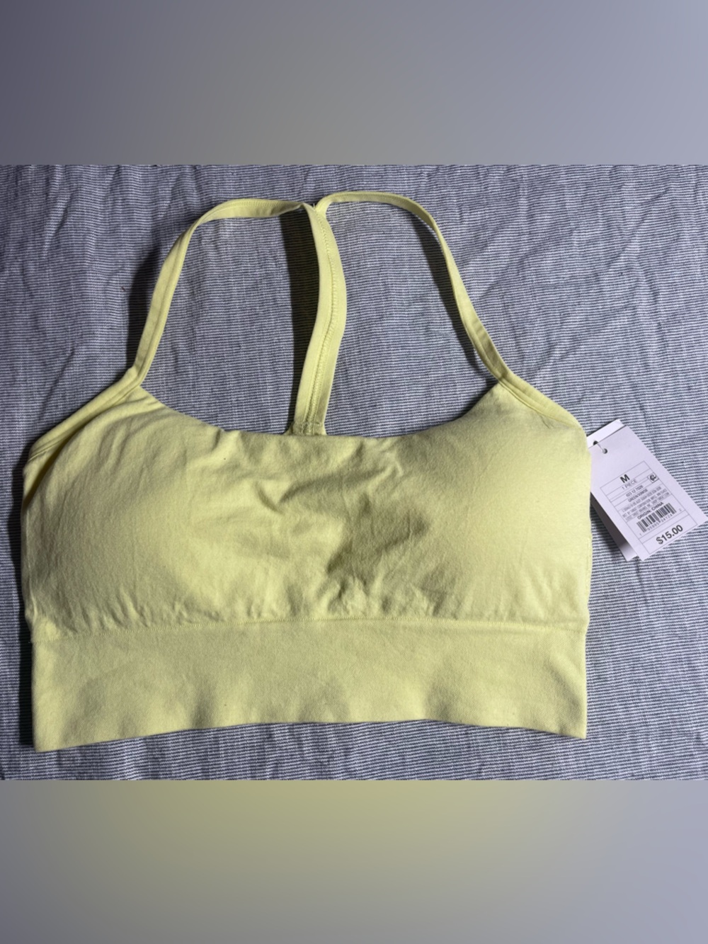Auden Womens Light Yellow Racerback Bralette Medium